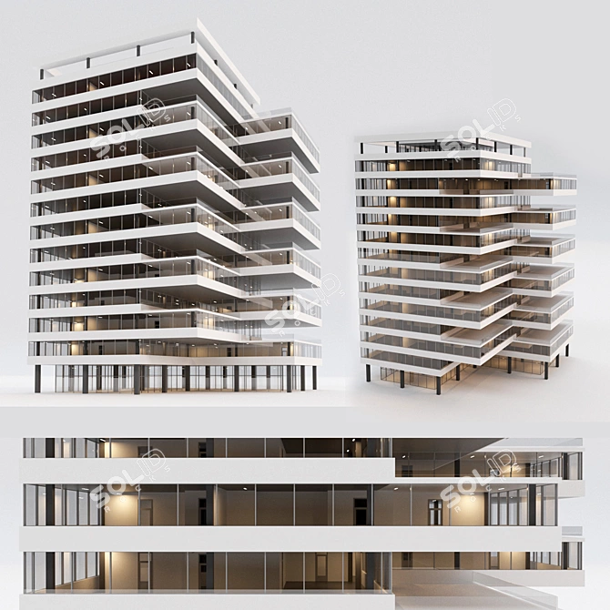 Modern Minimalist Office Building 3D model image 1