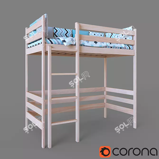 High Loft Bed for Children 3D model image 1