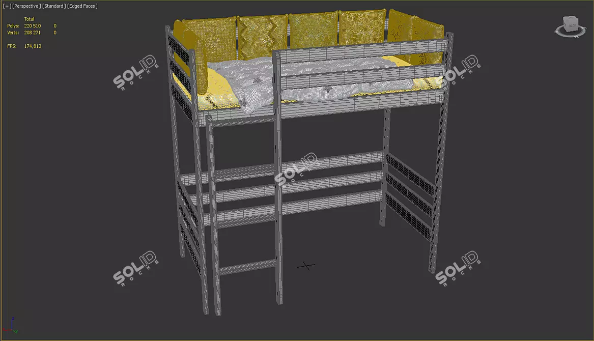 High Loft Bed for Children 3D model image 3