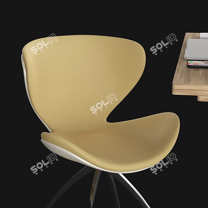 Pro Desk Set: Chair, Laptop & Book Shelf 3D model image 3