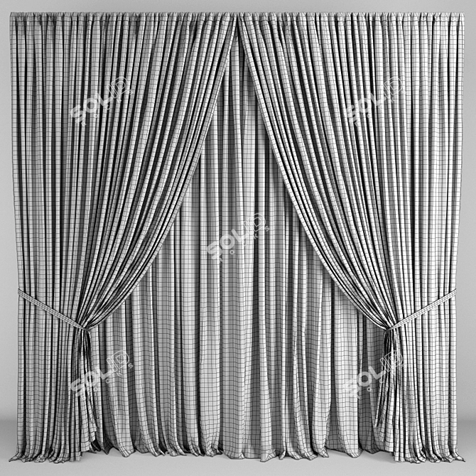 Exquisite Drapery: Detailed Luxury Curtains 3D model image 3