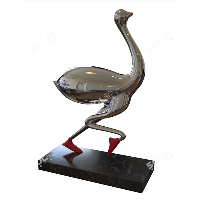 Sleek Desk Ostrich 3D model image 1