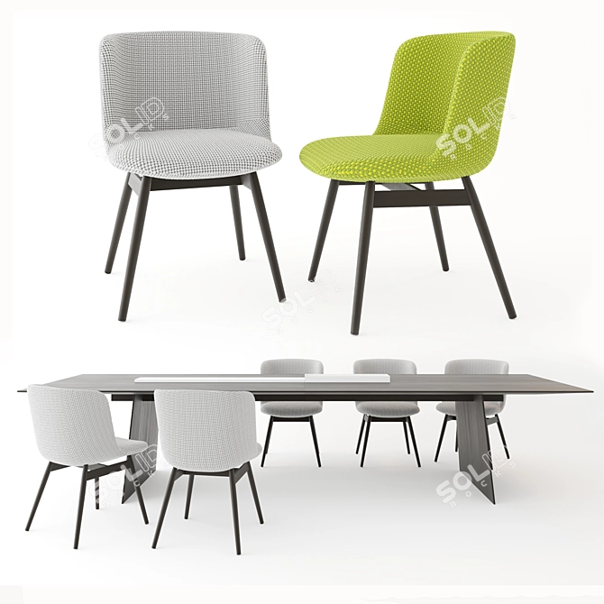 Modern Elegance: PAOLA LENTI Adele Chair & Kanji Table 3D model image 1