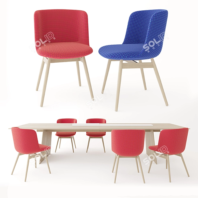 Modern Elegance: PAOLA LENTI Adele Chair & Kanji Table 3D model image 2