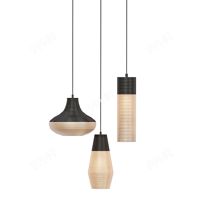 Modern Rib Design Lamps 3D model image 1