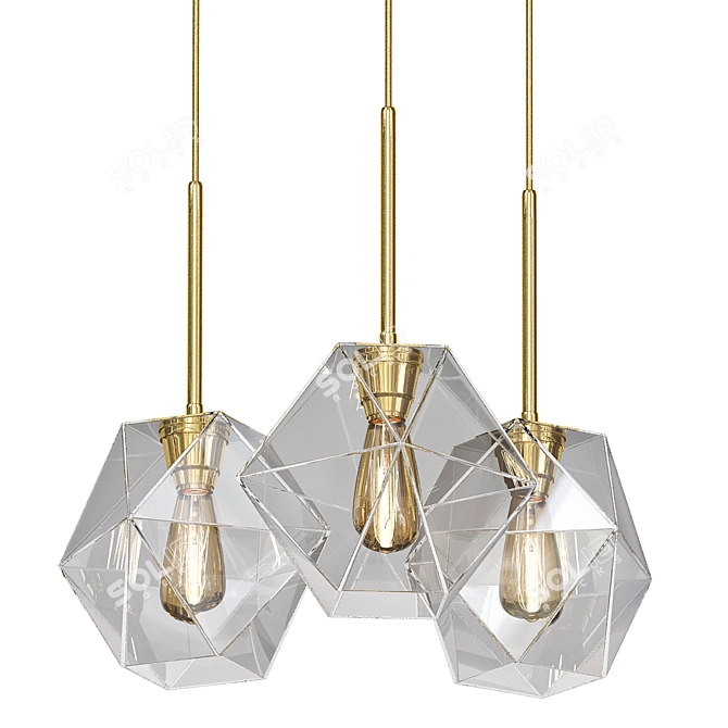 Elegant Faceted Glass Chandelier 3D model image 1