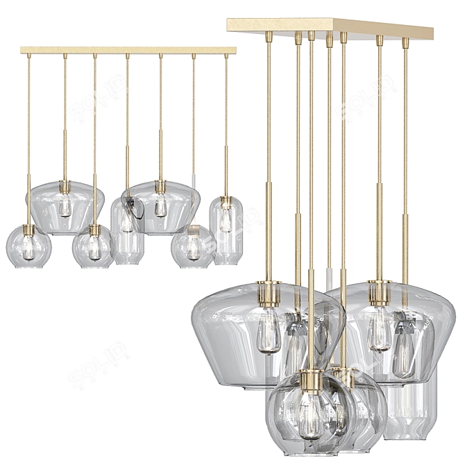 Elegant Clear Glass Chandelier 3D model image 1