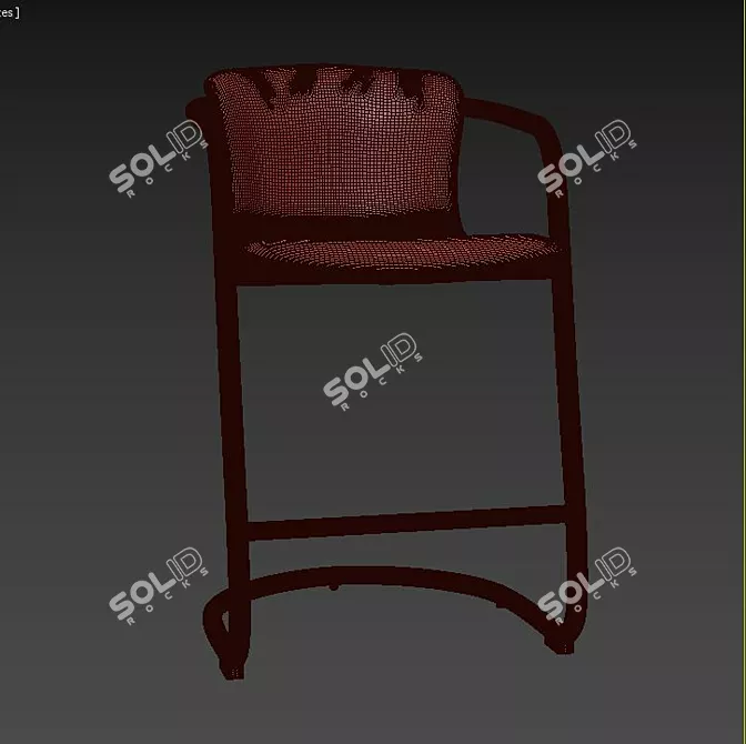 Sleek Metal Barstool 3D model image 3