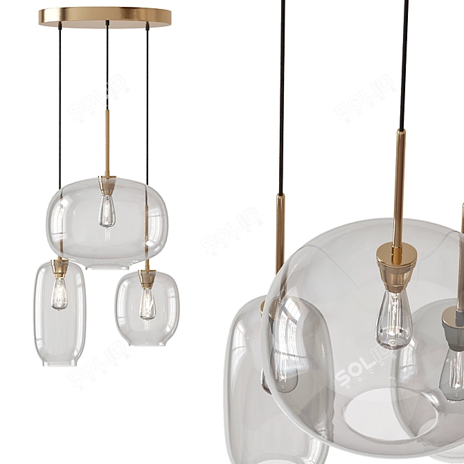 Elegant Glass Pebble Chandelier 3D model image 1