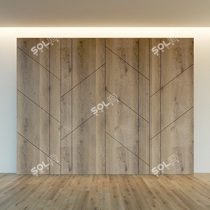 Decorative 3D Wooden Wall Panel 3D model image 3