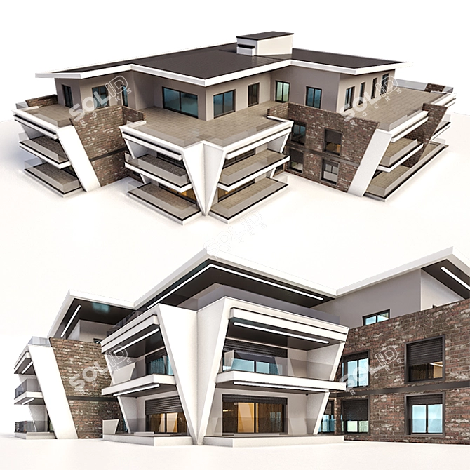 Modern Residential 3D Building 3D model image 2