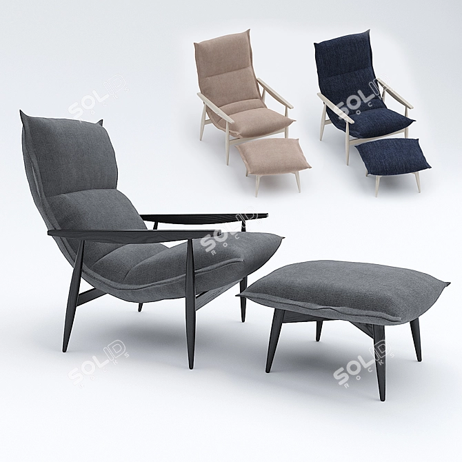 Elegant Tao Armchair 3D model image 1