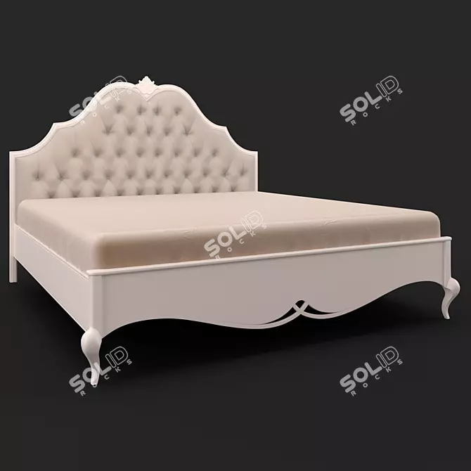 Sleek FRANCA Bed in Milky White Finish 3D model image 1