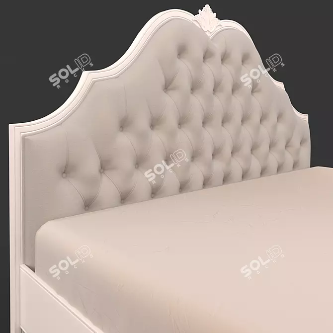 Sleek FRANCA Bed in Milky White Finish 3D model image 2