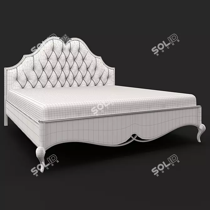 Sleek FRANCA Bed in Milky White Finish 3D model image 3
