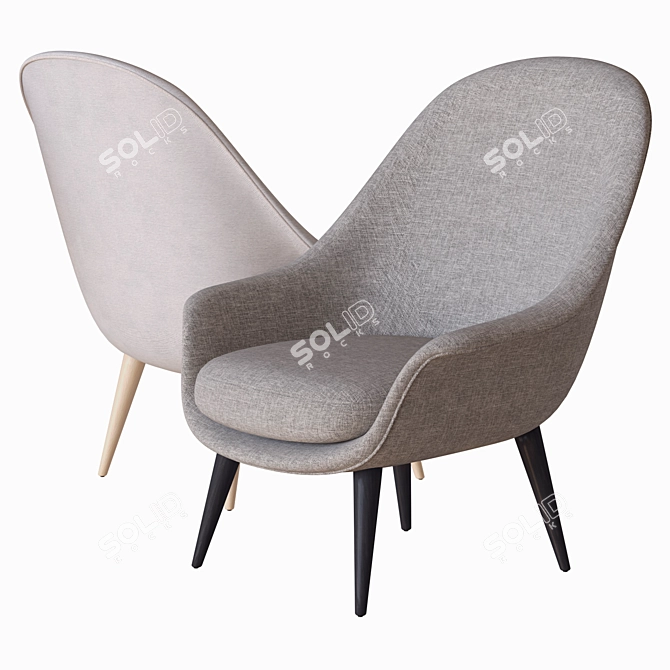 Elegant Bat Lounge Chair by Gubi 3D model image 1