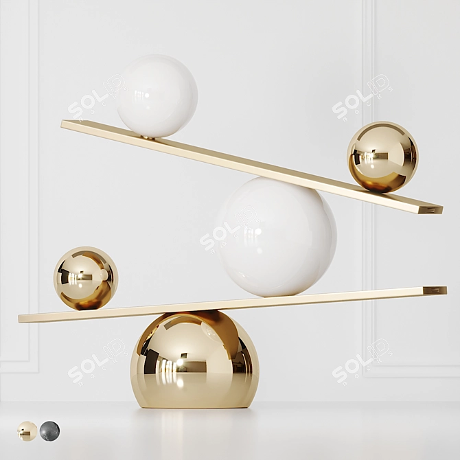 OBLURE Balance: Black & Brass Table Lamps 3D model image 1