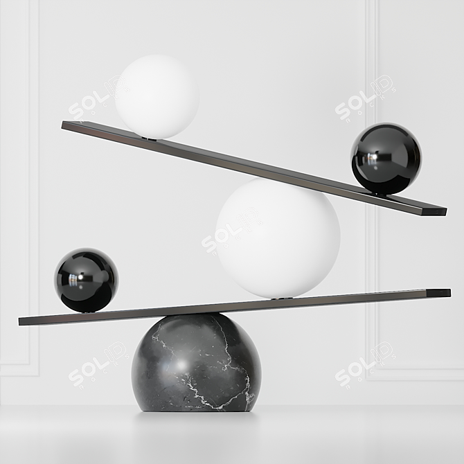 OBLURE Balance: Black & Brass Table Lamps 3D model image 2