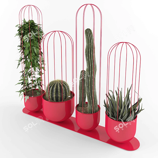 Mexican-inspired Frida Kahlo Cactus Pot 3D model image 1