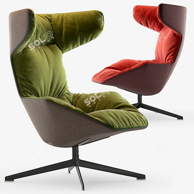 Elegant Swivel Armchair by Moroso 3D model image 1