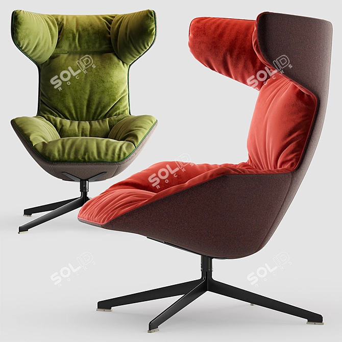 Elegant Swivel Armchair by Moroso 3D model image 2