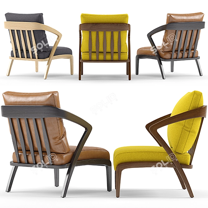 Elegant Hemonides Poly Armchair 3D model image 2