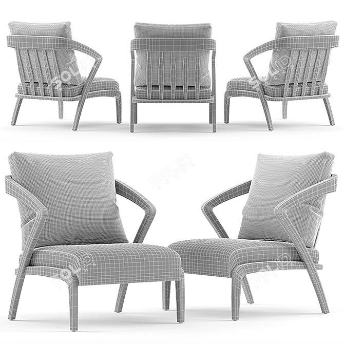 Elegant Hemonides Poly Armchair 3D model image 3