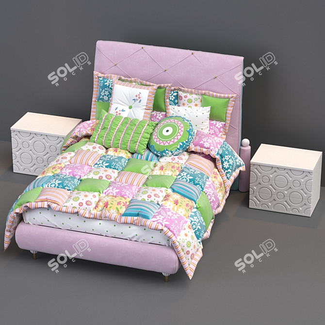 Italian Lucky Star Baby Bed Set - Altamoda Factory 3D model image 2