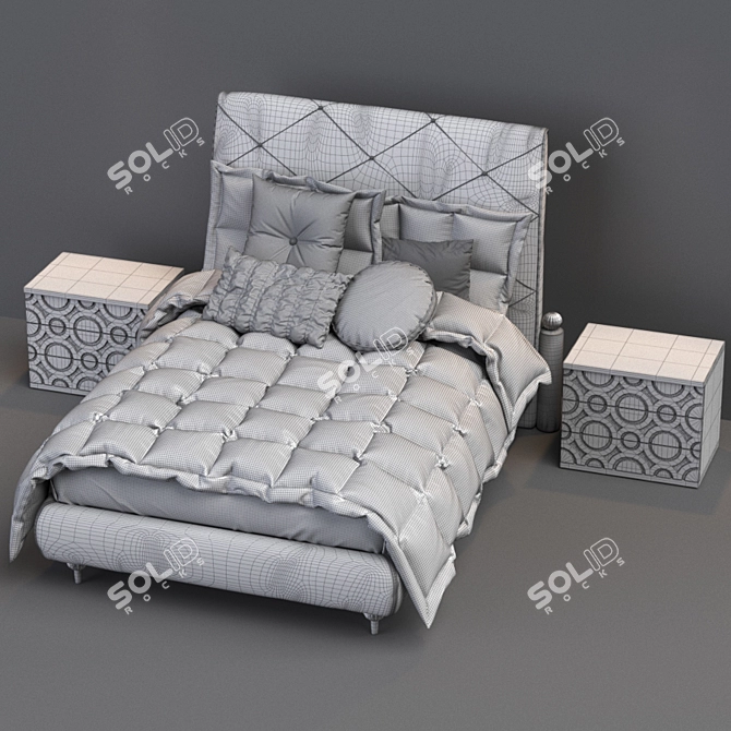 Italian Lucky Star Baby Bed Set - Altamoda Factory 3D model image 3