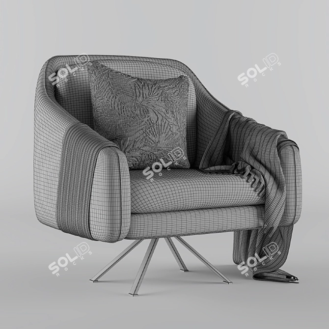 Luxury Green Velvet Armchair 3D model image 2