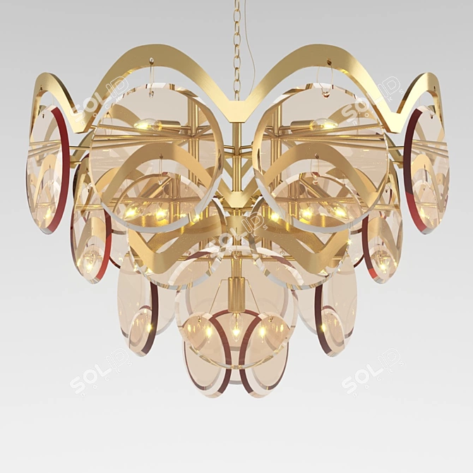 Verle Modern Glass Pendant Light - Gold Armature, Amber Shades 3D model image 1