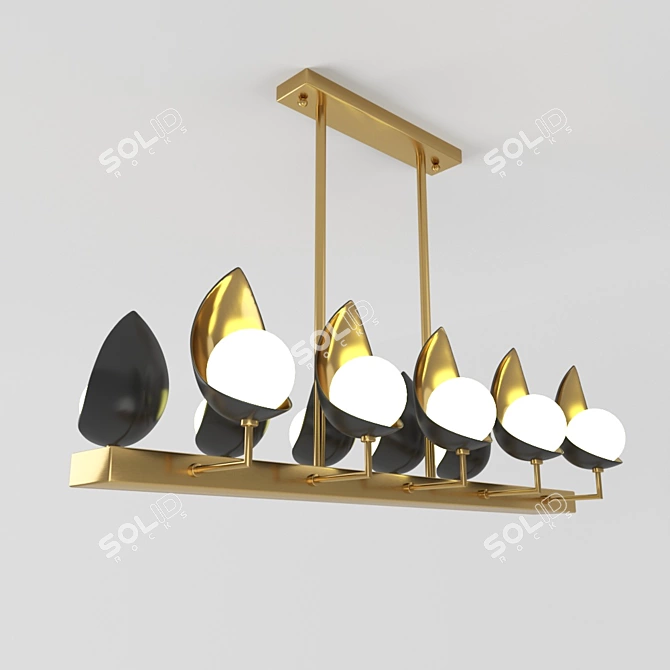 Odence 40.1210: Elegant Art Deco Metal Chandelier 3D model image 1