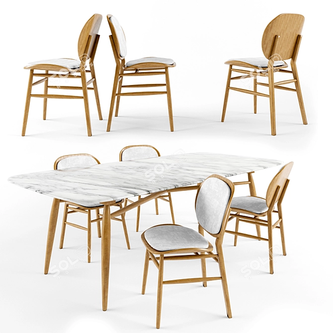 Agave Dining Set: Table & Lilith Chair 3D model image 1