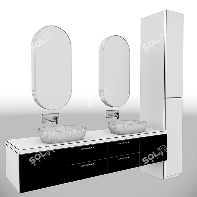 Luxury Gold Bathroom Set: Furniture & Sink Faucet 3D model image 3