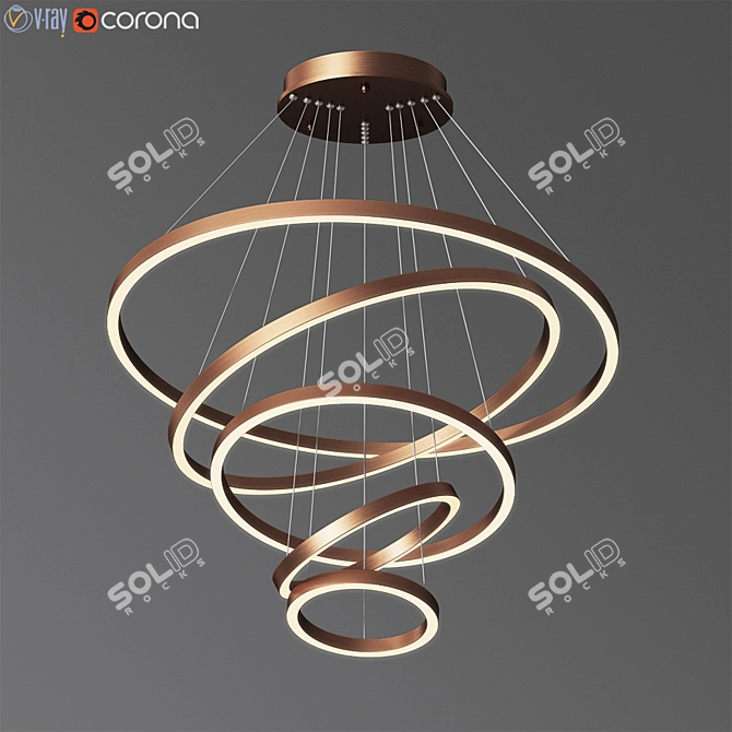 Modern LED Ring Pendant Light 3D model image 2