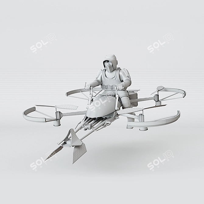 Title: Impressive Imperial Speeder Bike 3D model image 3