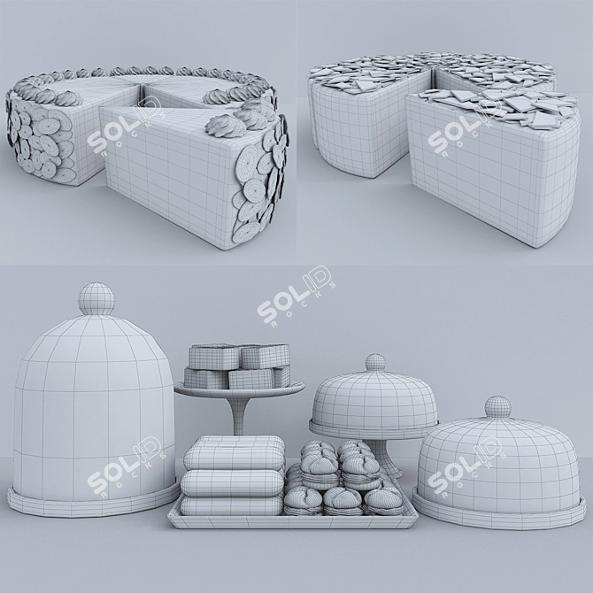 Decadent Duo: Chocolate and Vanilla Cake Bar 3D model image 3