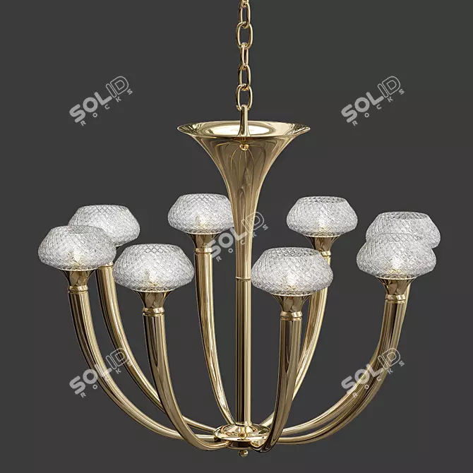 Elegant Crystal Art Deco Chandelier 3D model image 1