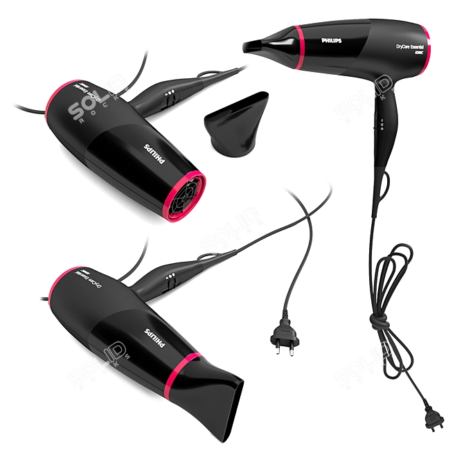 Philips Ionic Hairdryer: Drycare Essential 3D model image 3