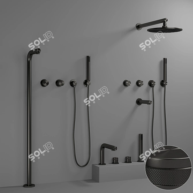 Luxury Stone Shower Set 3D model image 2