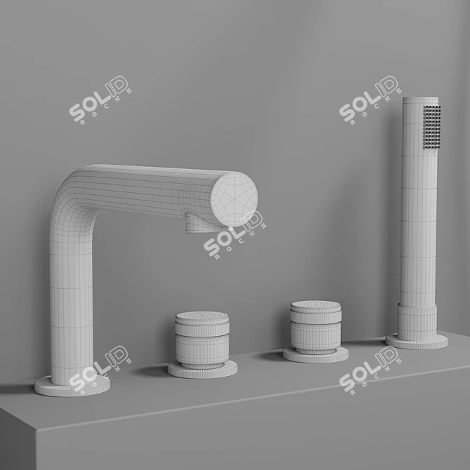 Luxury Stone Shower Set 3D model image 3