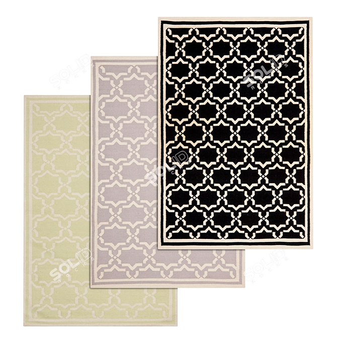 Premium Rug Collection: 3 High-quality Carpets 3D model image 1