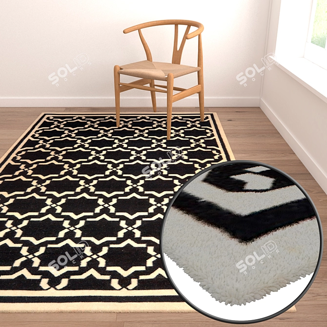 Premium Rug Collection: 3 High-quality Carpets 3D model image 2