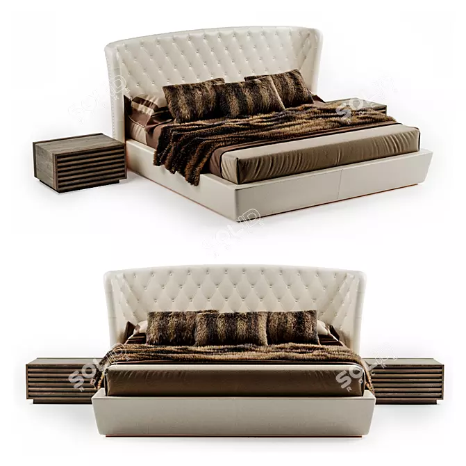 Luxury New Moon Bed: Elegant and Comfortable 3D model image 1