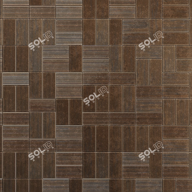 Ribbed Oxide Metal Rusty Tile 3D model image 1