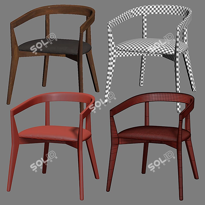 Cullen Shiitake Round Back Chair 3D model image 3