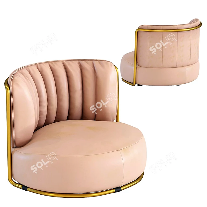 Rose Leather Armchair 3D model image 1