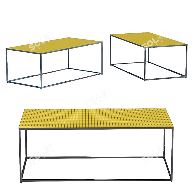 Modern Steel Coffee Table Cubes 3D model image 1