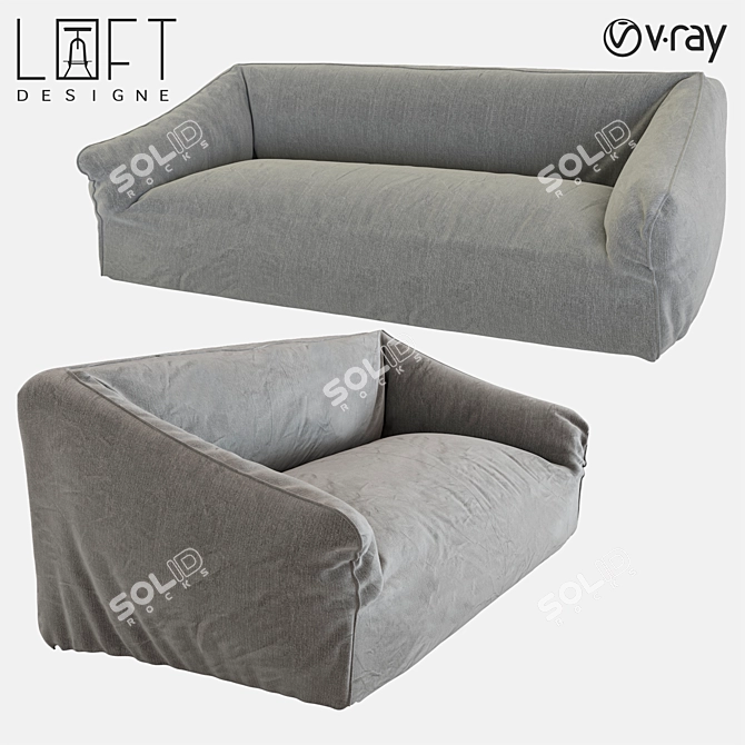 LoftDesigne 1801 Sofa: Modern Style, Spacious and Comfortable 3D model image 1