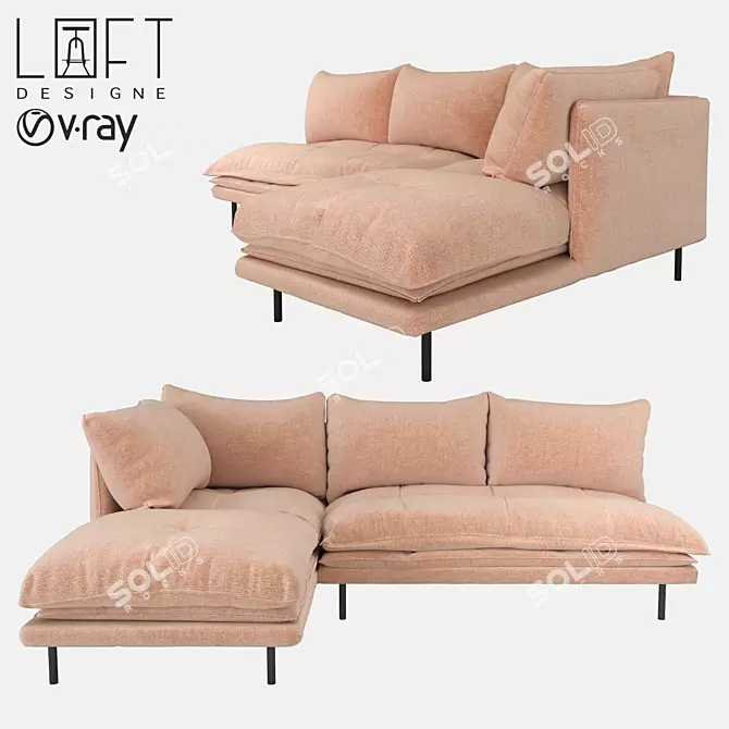Sleek LoftDesigne Sofa: Modern Design, Comfortable Seating 3D model image 1